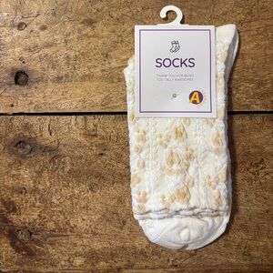 Elegant Cream and Gold Floral Socks